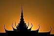 Sunset highlights the roof of the National Museum in Phnom Penh, Cambodia