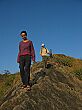 Sian, Kevin, and Jen demonstrate the concept of perspective, Mt. Abu, India